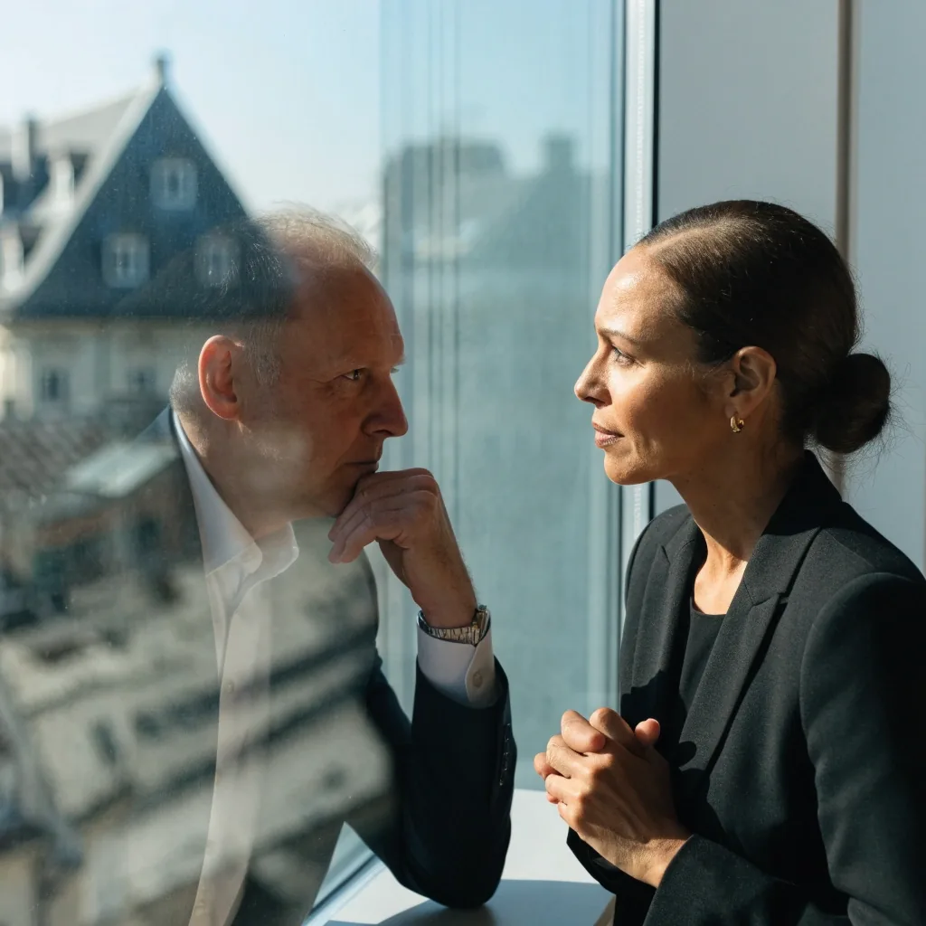 Beratungsgespräch zu Finanzunterlagen in einem Münchner Büro