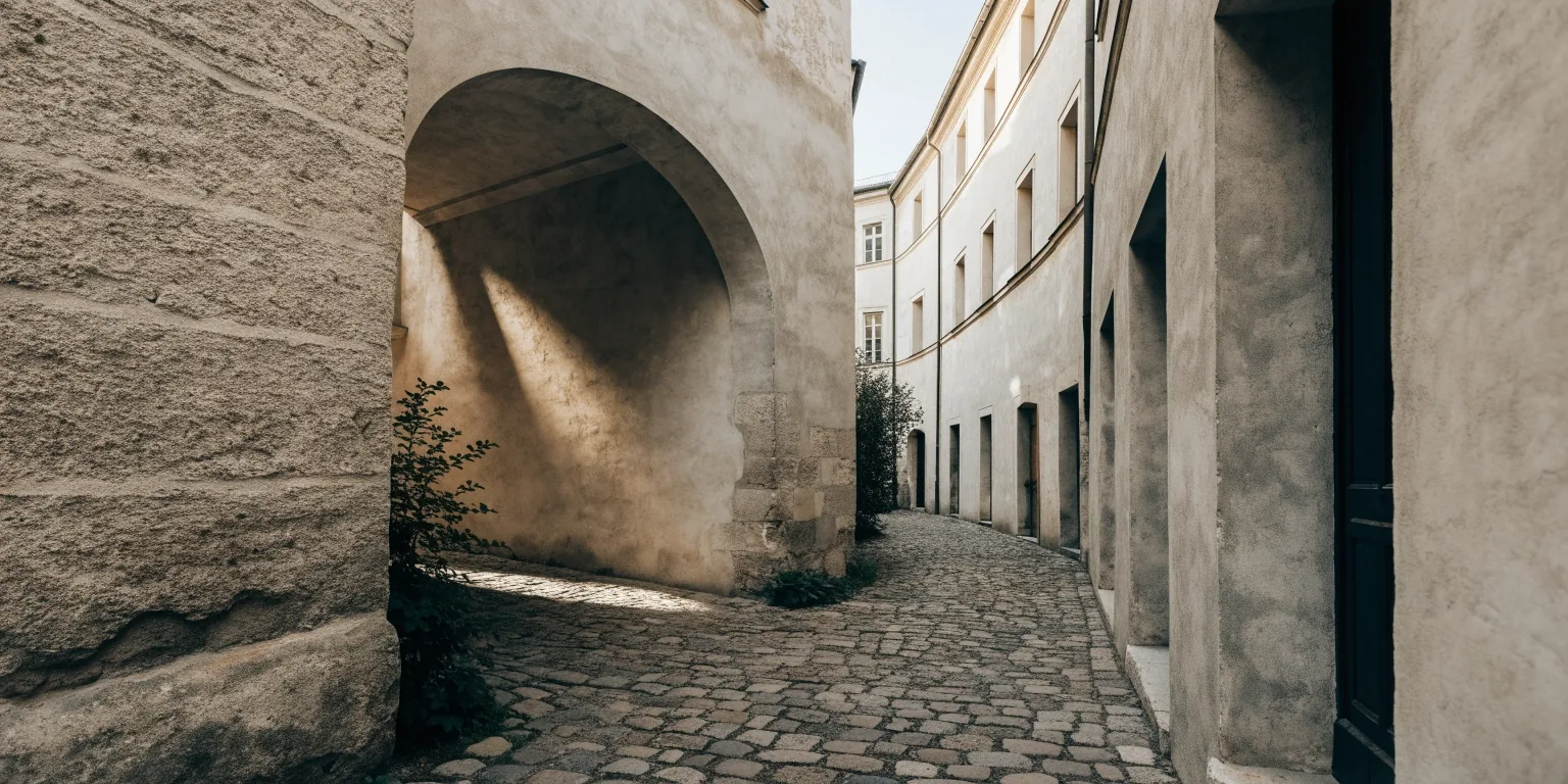 Ruhiger Innenhof in München mit Tageslicht